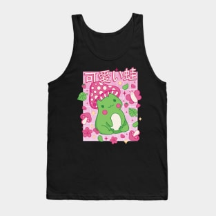 Cute Cottagecore Frog Kawaii Strawberry Green Aesthetic Tank Top